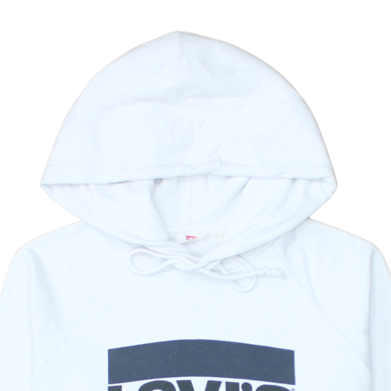 Levi's Mens White Pullover Hoodie Small Regular Fit Logo Fleece