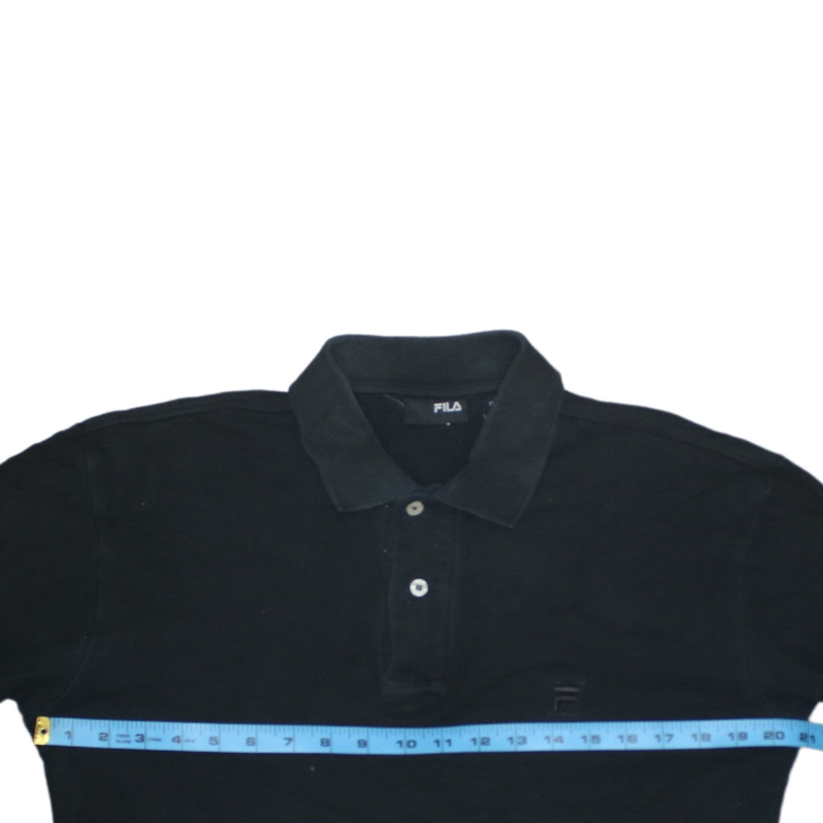 FILA Men's Black Long Sleeve Cotton Polo Shirt Size S