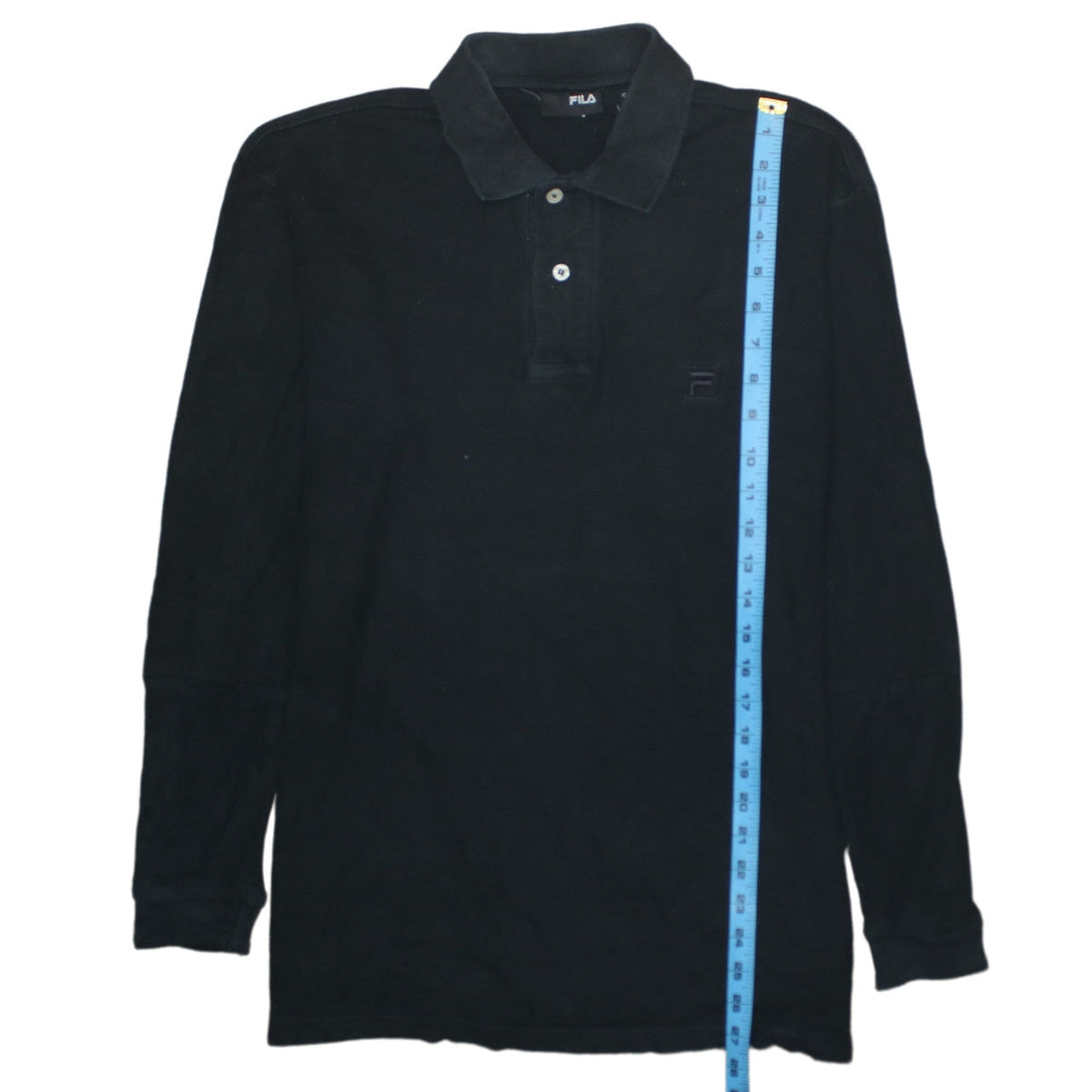 FILA Men's Black Long Sleeve Cotton Polo Shirt Size S