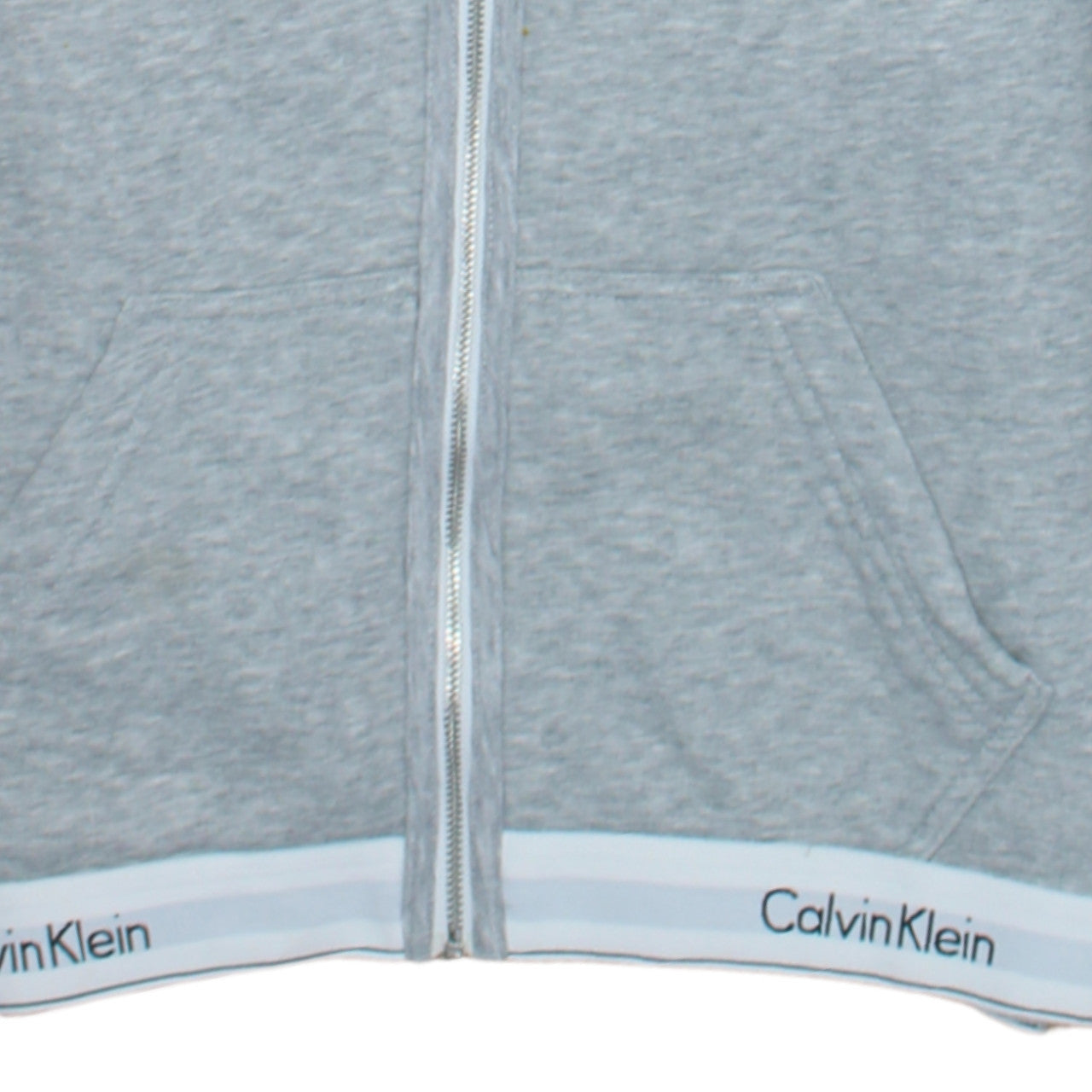 Calvin Klein Women’s Grey Full Zip Hoodie L Soft Cotton Blend