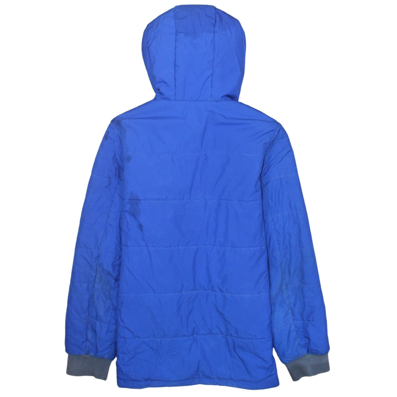 Adidas Boys Blue Hooded Puffer Jacket 11-12 Years Full Zip Lined Winter Coat