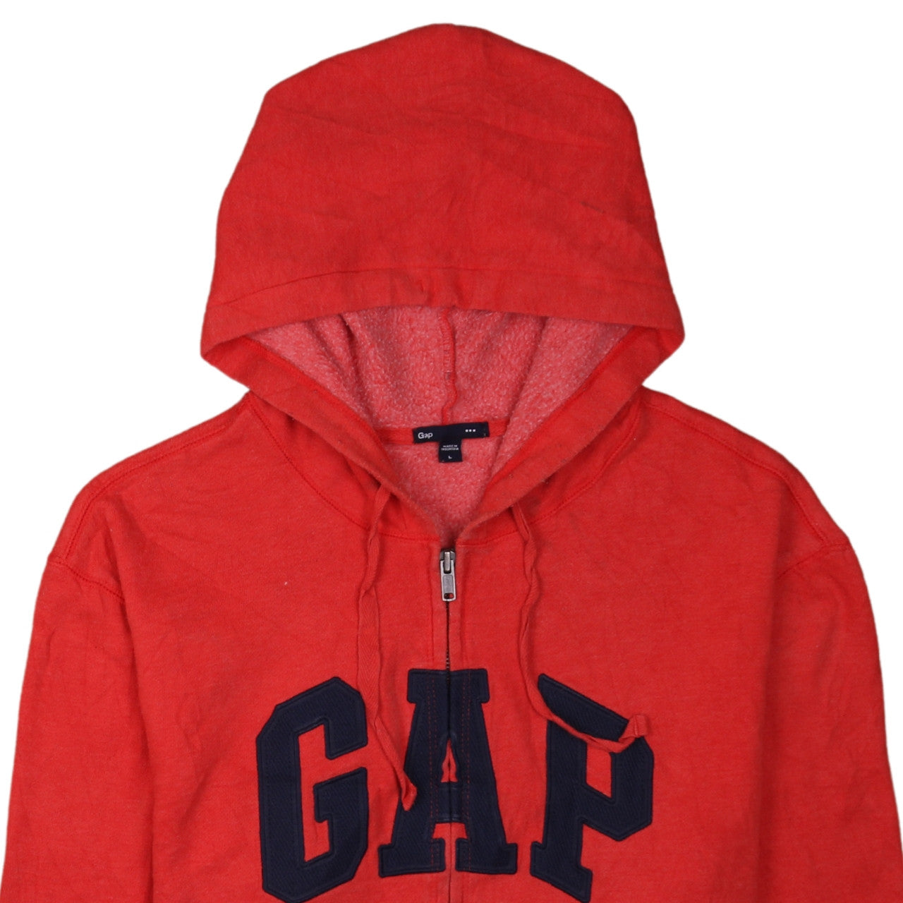 GAP Mens Red Full Zip Logo Hoodie Size L Fleece Sweatshirt