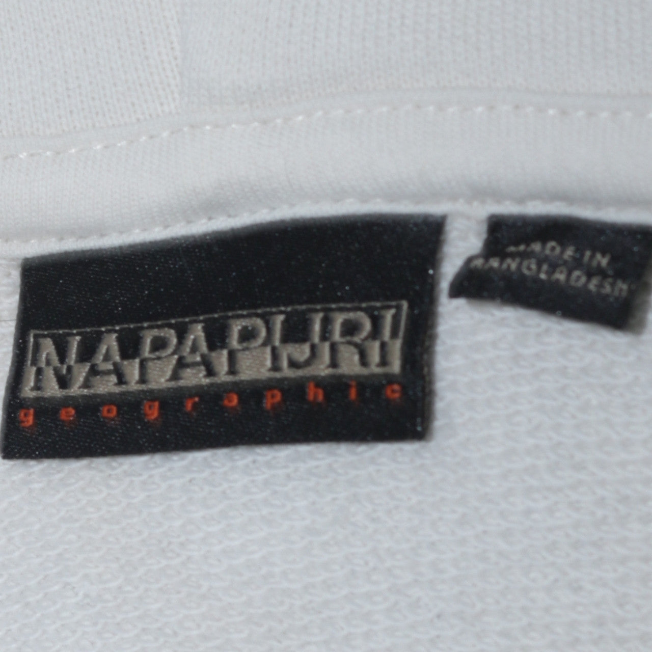 Napapijri Men's White Pullover Hoodie Medium Graphic Logo Cotton