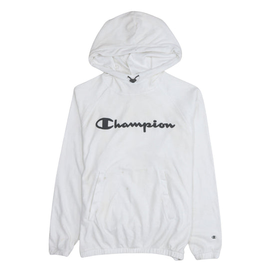 Champion Women White Medium Pullover Hoodie with Logo Print