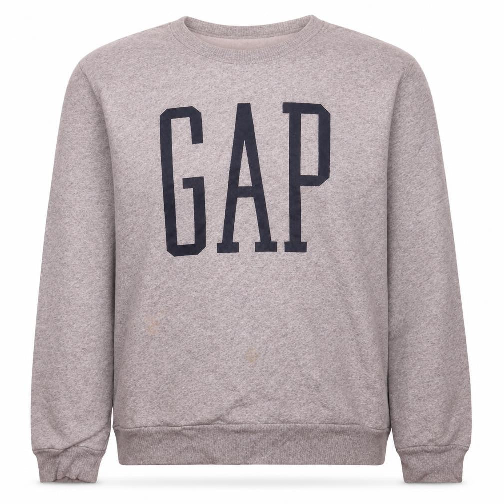 Gap Womens Grey Logo Crew Neck Pullover Sweatshirt Size L