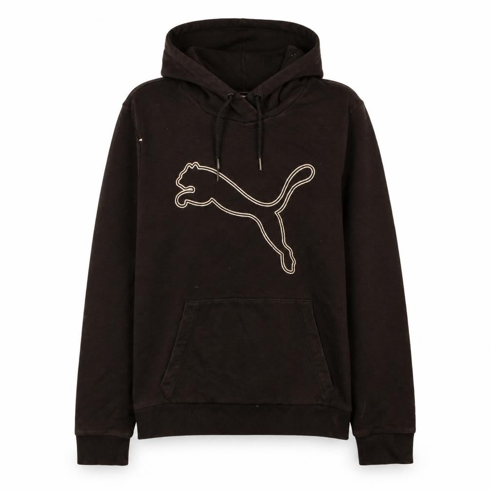 Puma Women's Black Pullover Hoodie L Logo Print Casual Sweatshirt