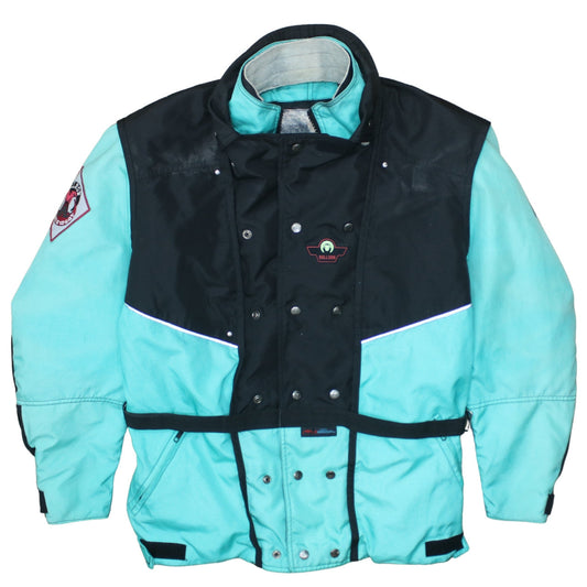 Bullson Men's Blue Motorcycle Jacket L Waterproof Windproof Belted
