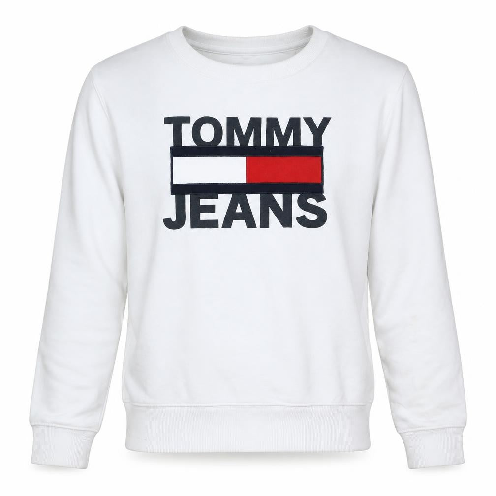 Tommy Jeans Men's White Logo Pullover Sweatshirt Size S