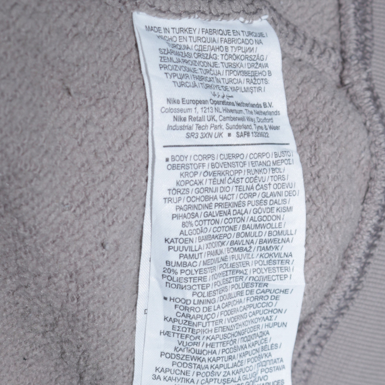 Nike Men's Beige Pullover Hoodie Small Regular Fit Cotton Fleece