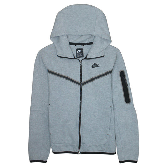 Nike Men's Grey XS Full Zip Hoodie with Logo Accents
