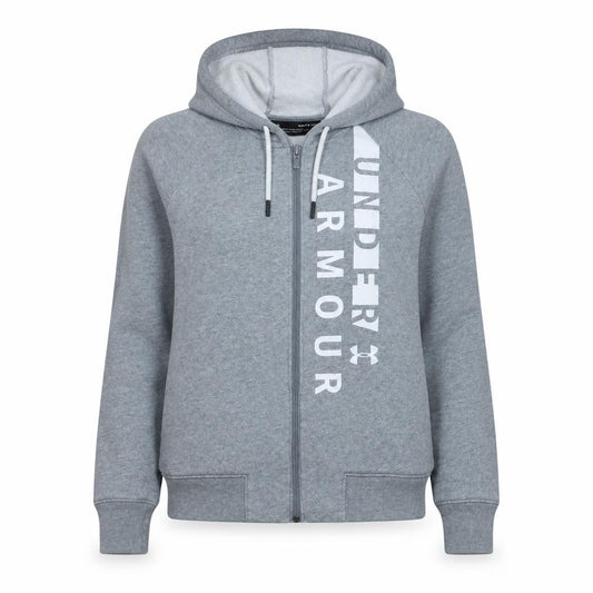 Under Armour Women's Grey Full Zip Hoodie Small Loose Fit Cotton Blend