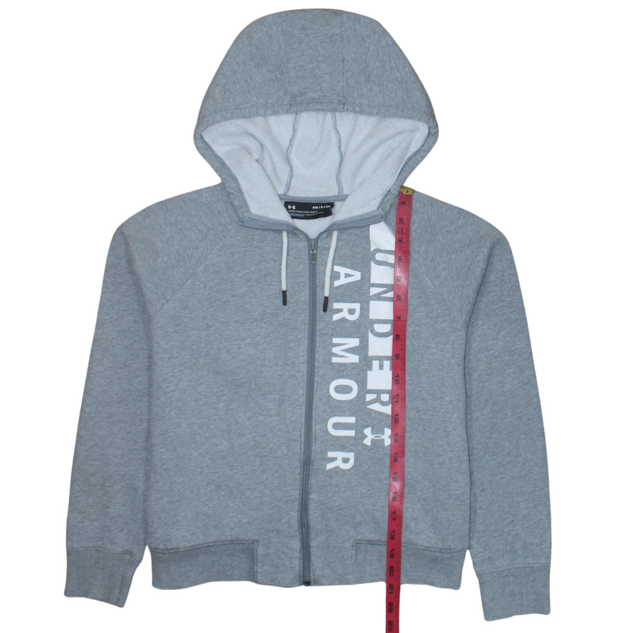 Under Armour Women's Grey Full Zip Hoodie Small Loose Fit Cotton Blend
