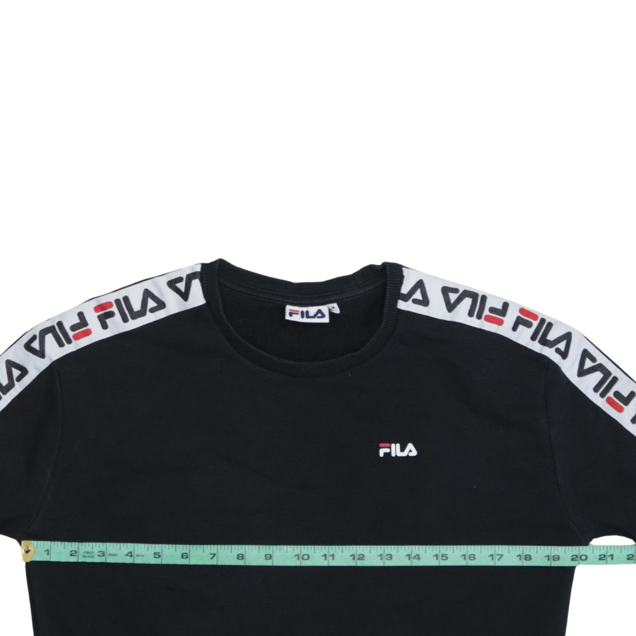 FILA Womens Black Logo Tape Crew Neck Sweatshirt Size M