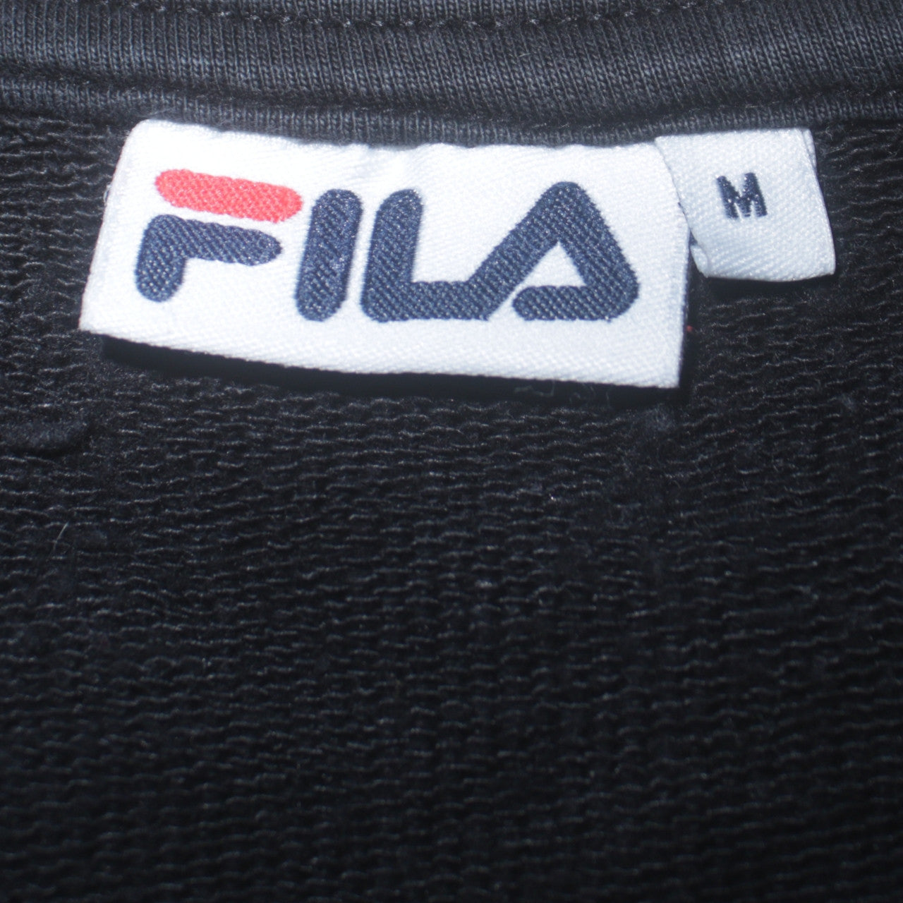 FILA Womens Black Logo Tape Crew Neck Sweatshirt Size M