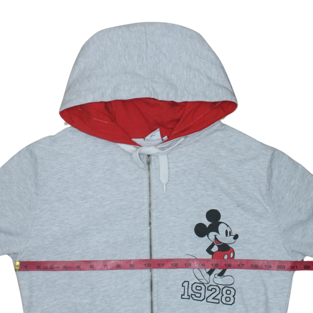 Disney Women Grey Full Zip Hoodie Size 14 Mickey Mouse 1928 Graphic