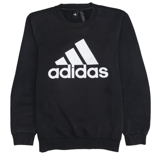 Adidas Men's Black Regular Fit Crew Neck Logo Sweatshirt Size M