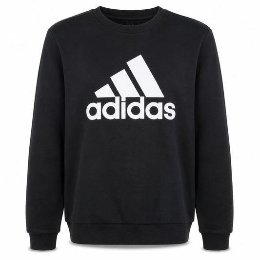 Adidas Men's Black Regular Fit Crew Neck Logo Sweatshirt Size M
