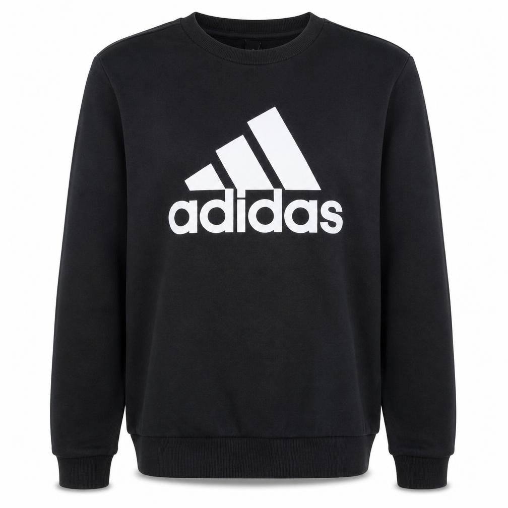Adidas Men's Black Regular Fit Crew Neck Logo Sweatshirt Size M
