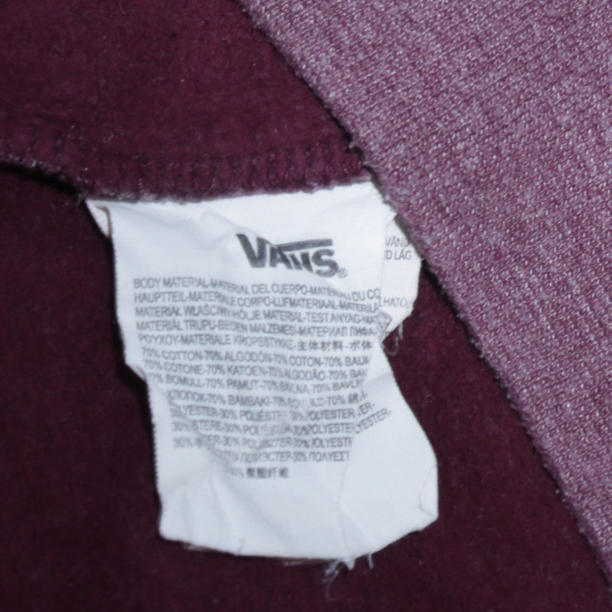 Vans Boys Purple Full Zip Hoodie Size M Cotton Blend Skateboard Style