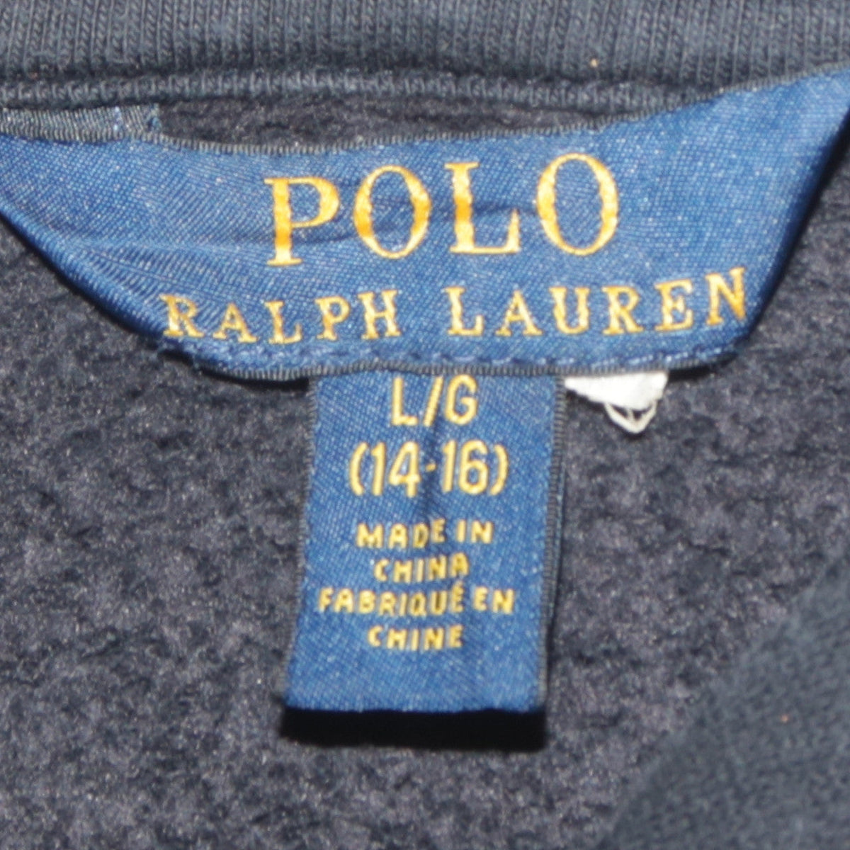 Ralph Lauren Boys Navy Full Zip Hoodie Size 14-16 Years Cotton Blend