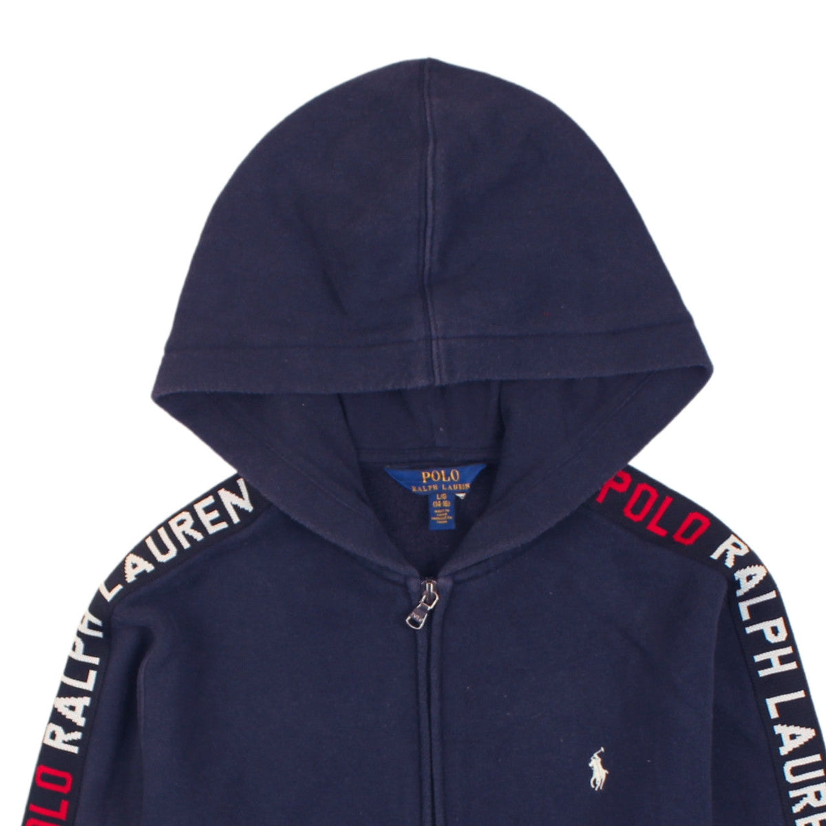 Ralph Lauren Boys Navy Full Zip Hoodie Size 14-16 Years Cotton Blend