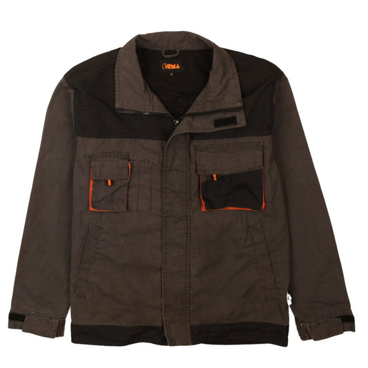 Orma Men's Brown Cotton Workwear Jacket S Full Zip Pockets Outdoor