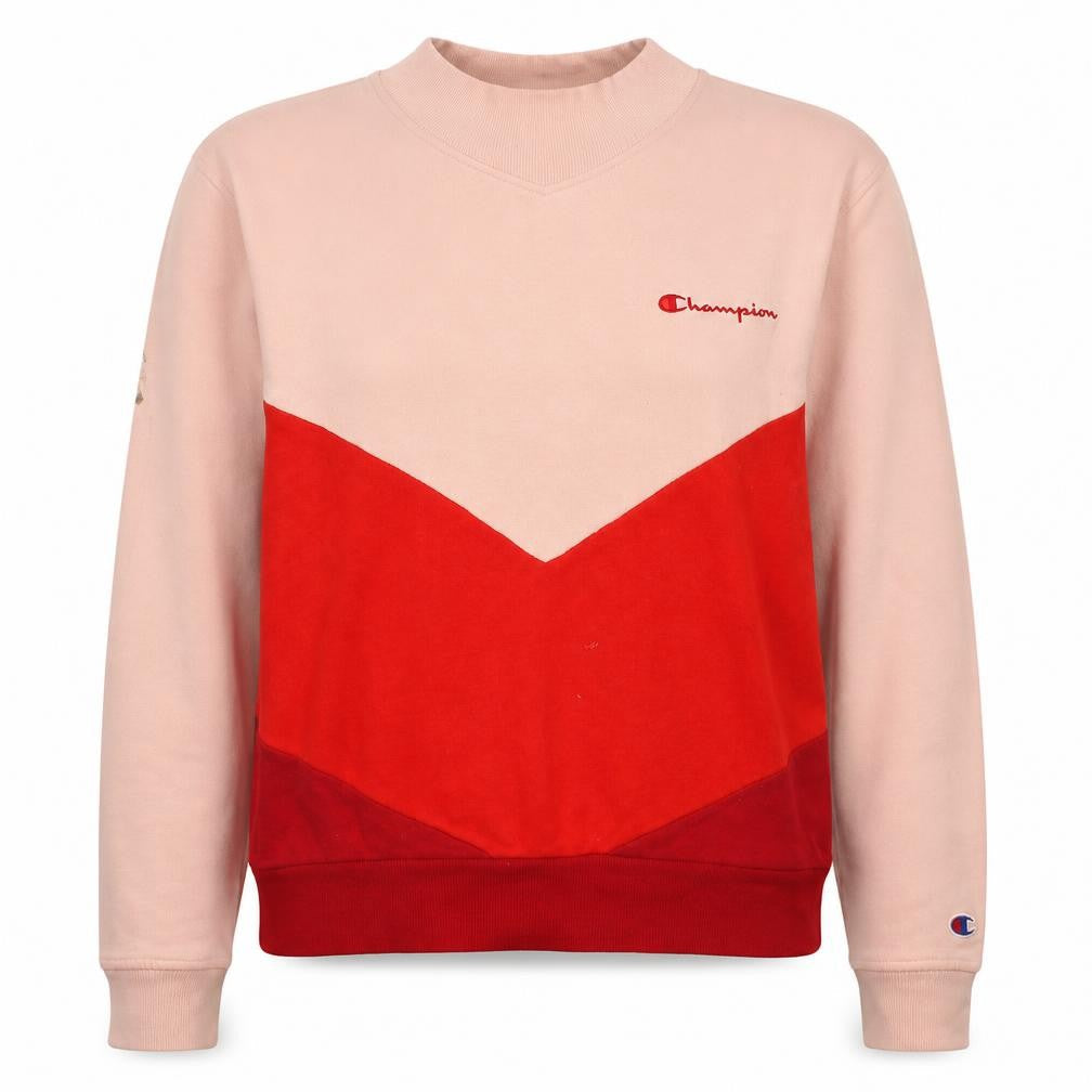 Champion Womens Pink Red Colourblock Sweatshirt Medium Cotton