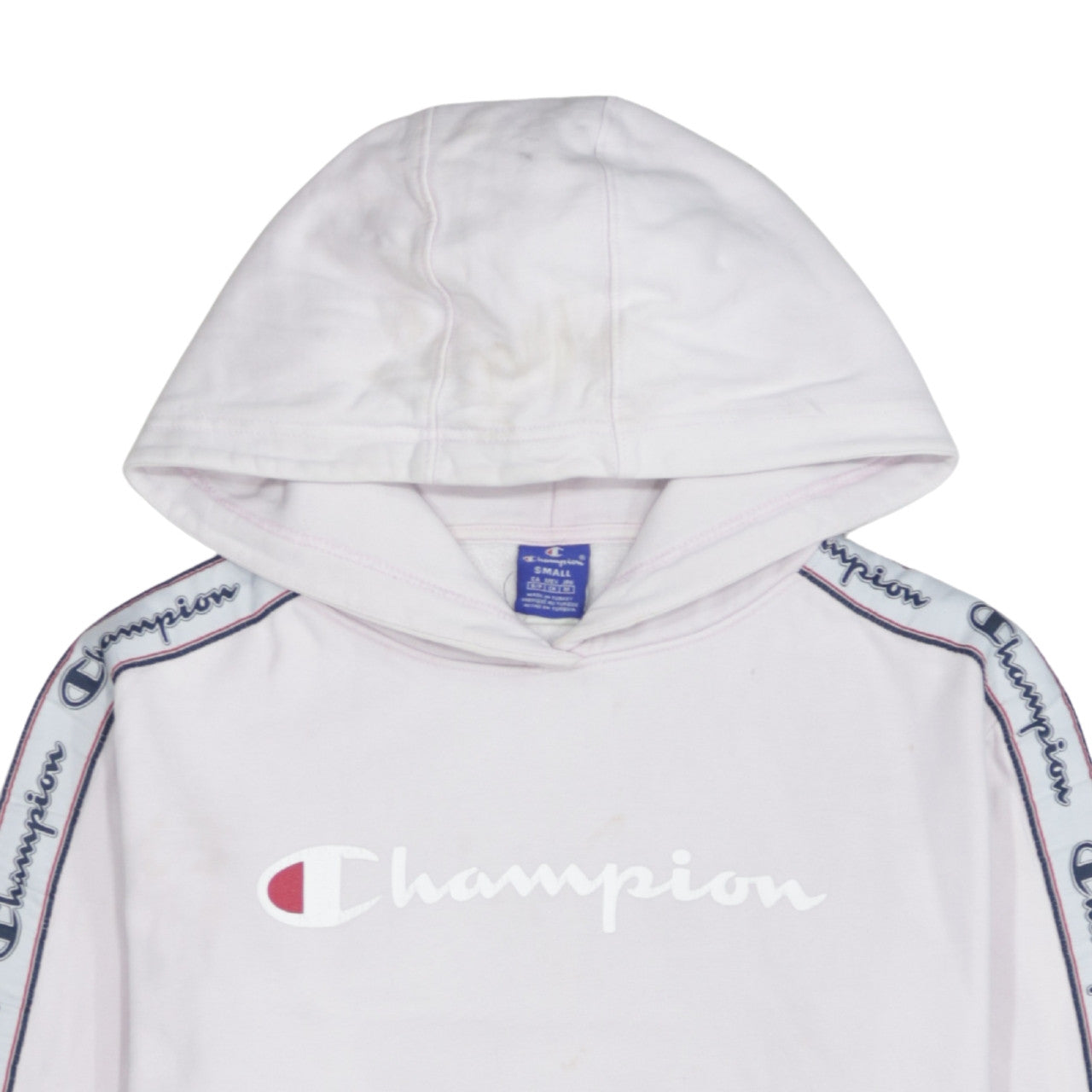 Champion Womens White Small Pullover Logo Hoodie 100% Cotton