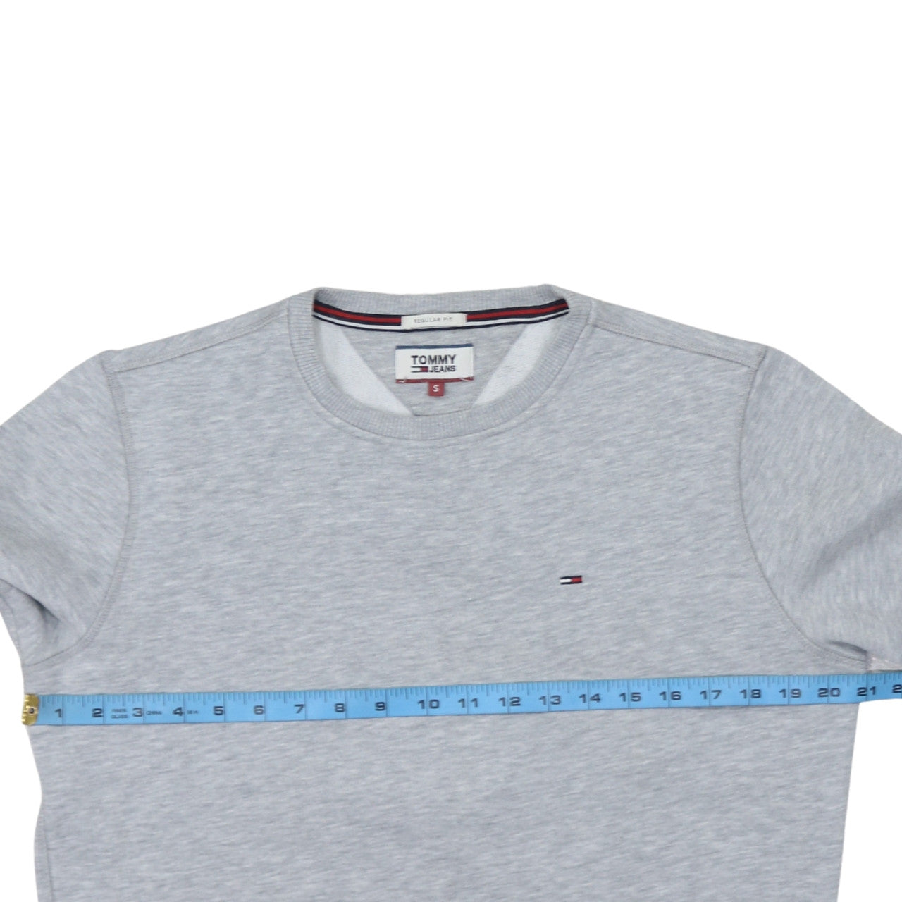 Tommy Jeans Men's Grey Regular Fit Cotton Crew Neck Sweatshirt Size S