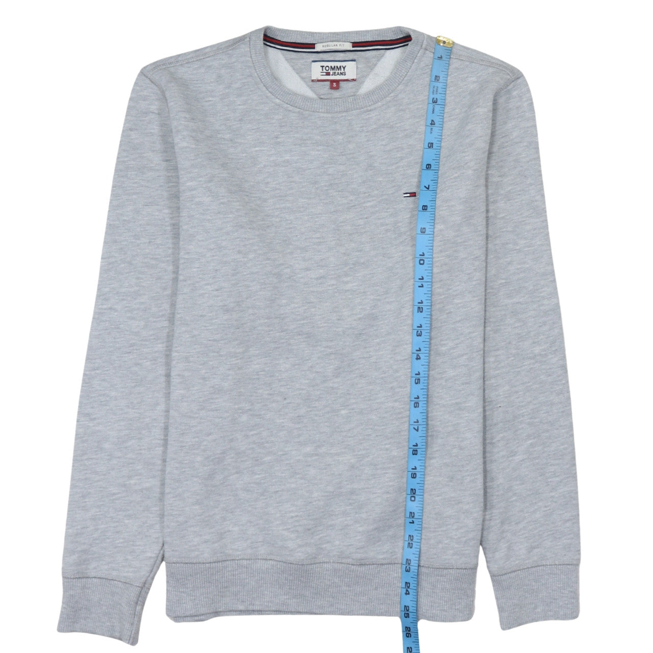 Tommy Jeans Men's Grey Regular Fit Cotton Crew Neck Sweatshirt Size S