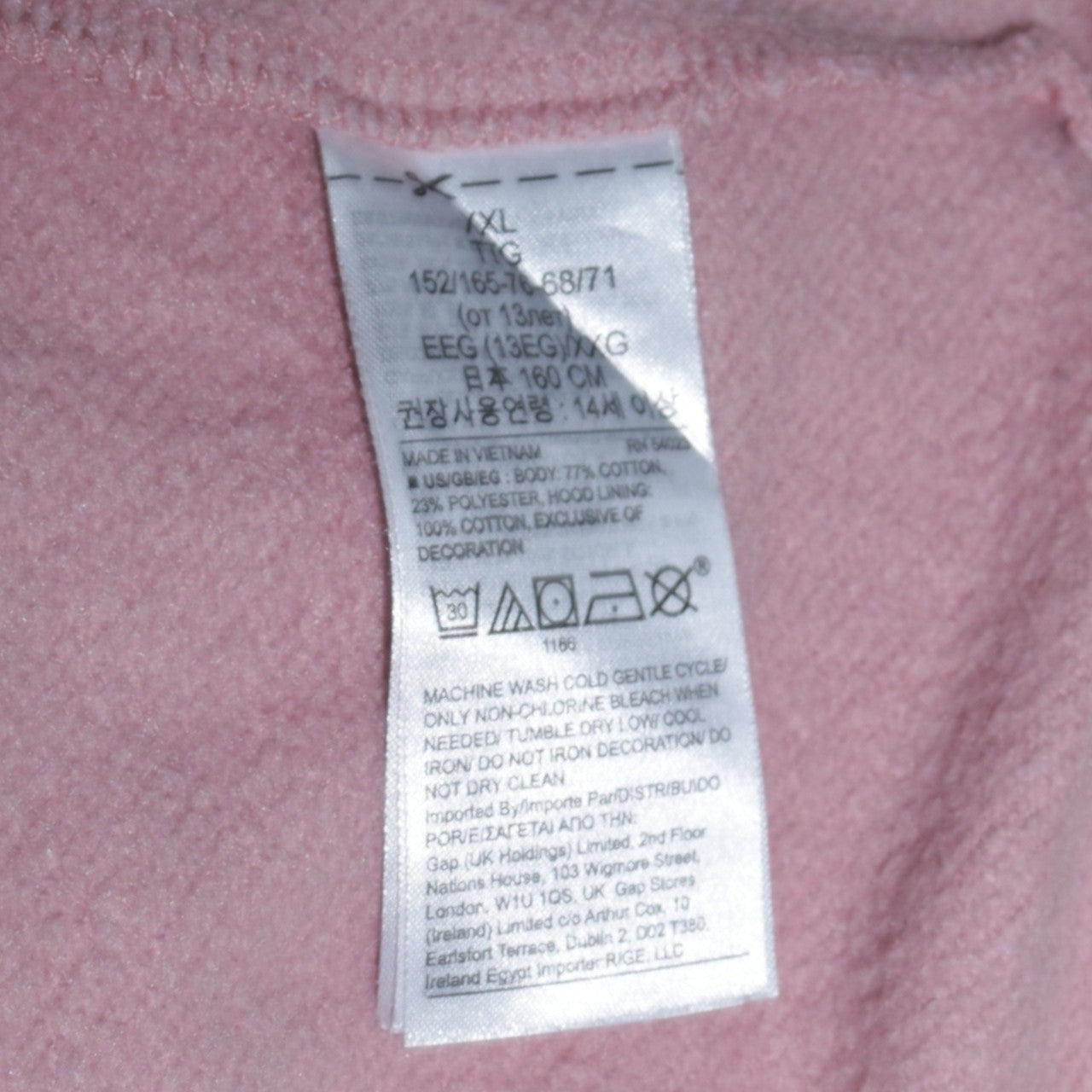 GAP Girls Pink Logo Pullover Hoodie 2XL Fleece Casual Sweatshirt