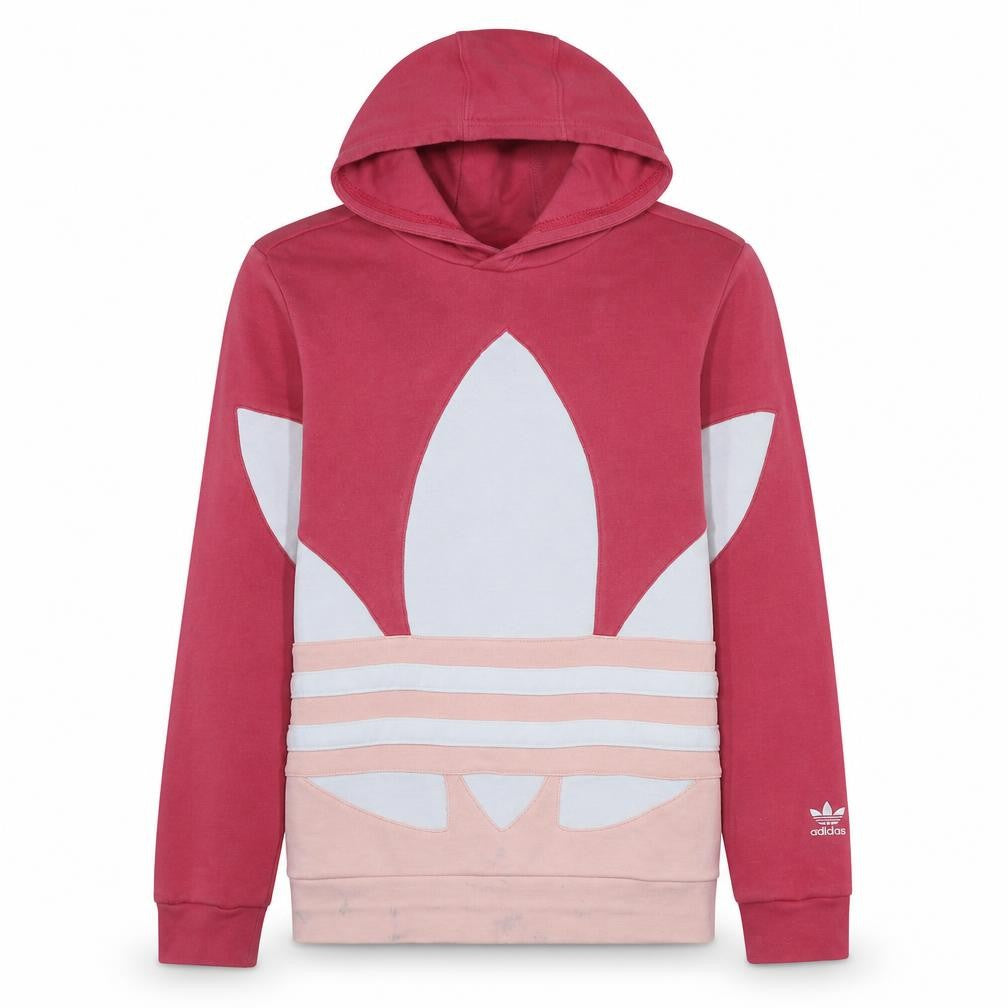 Adidas Girls Pink Colourblock Logo Pullover Hoodie Size 13-14 Years