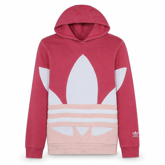 Adidas Girls Pink Colourblock Logo Pullover Hoodie Size 13-14 Years