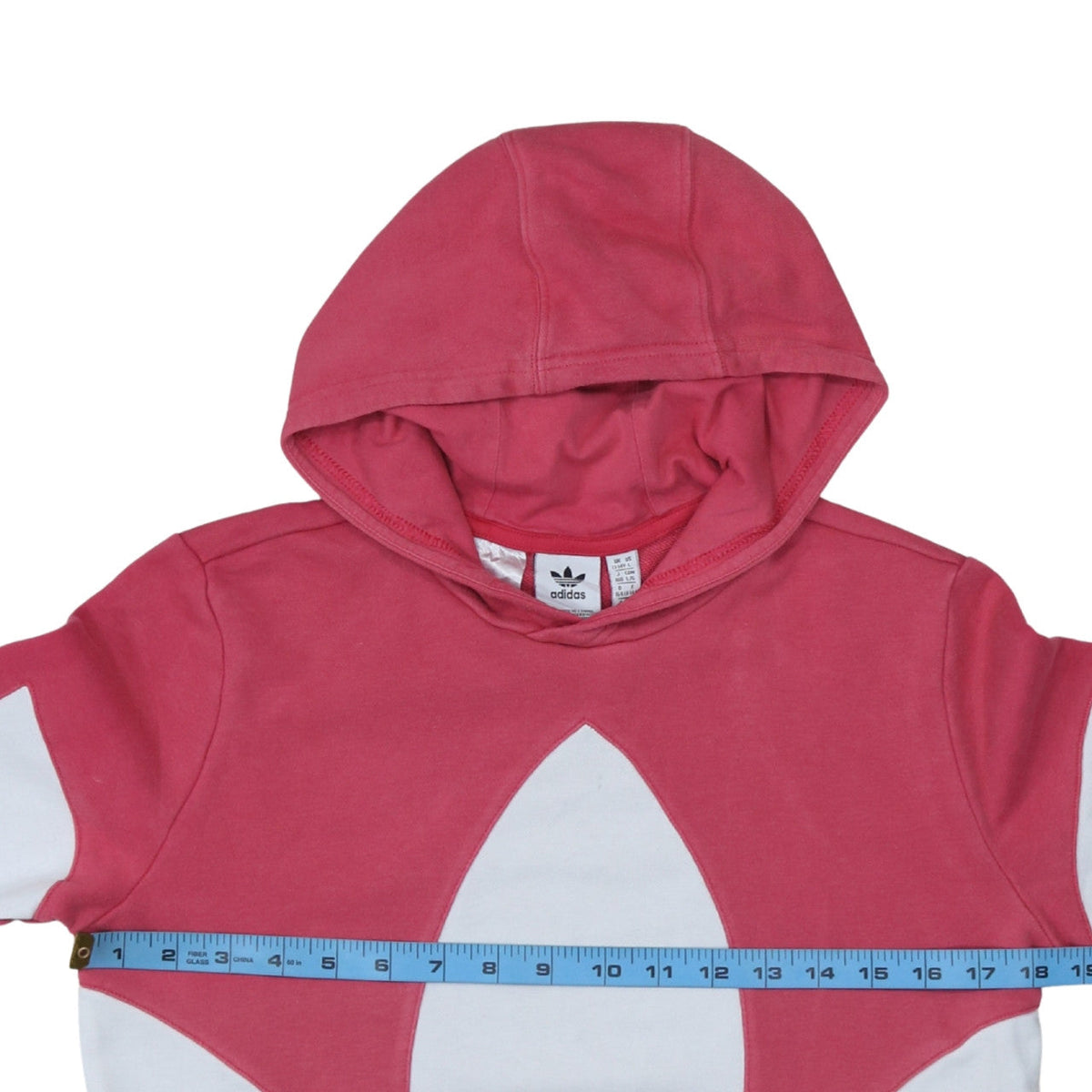 Adidas Girls Pink Colourblock Logo Pullover Hoodie Size 13-14 Years