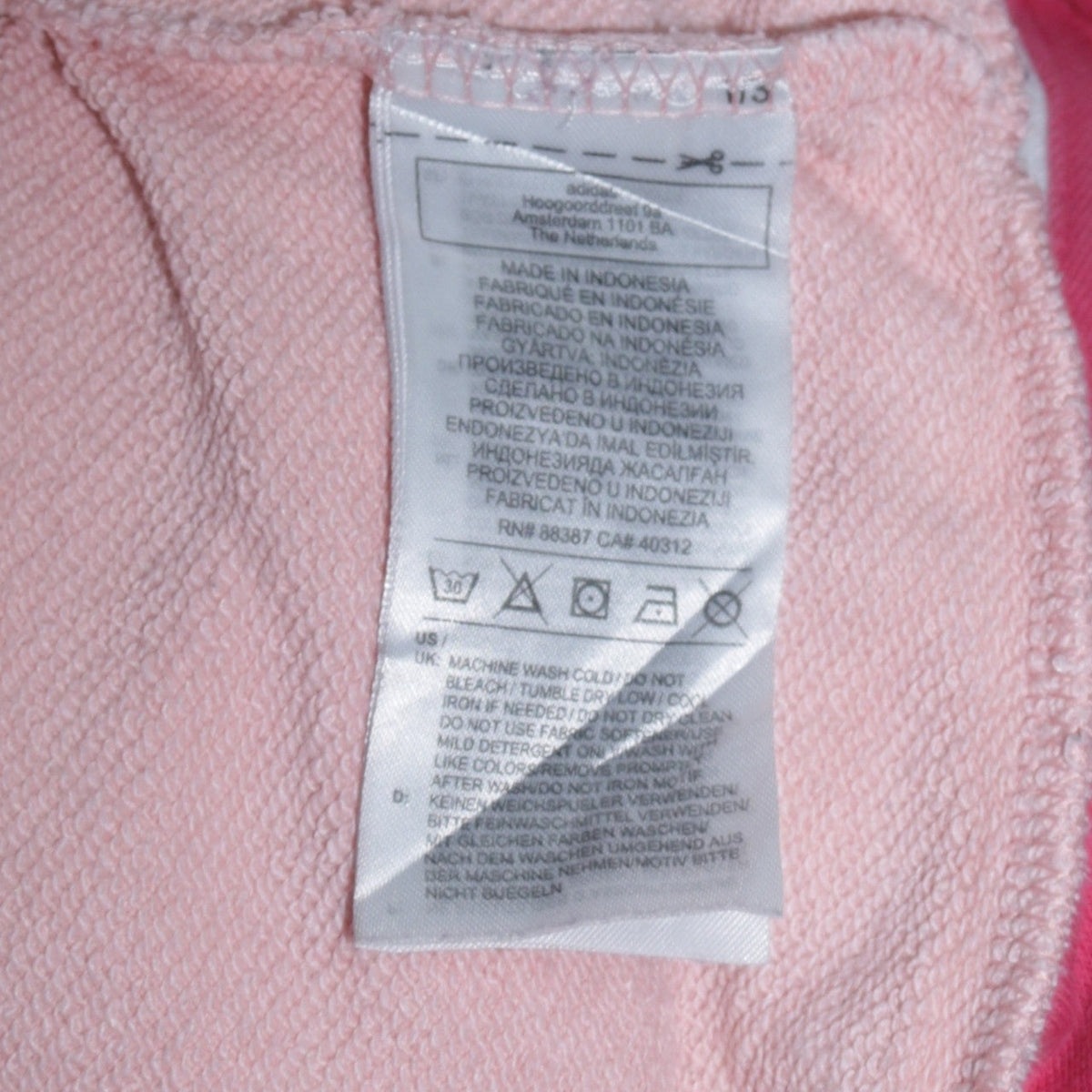 Adidas Girls Pink Colourblock Logo Pullover Hoodie Size 13-14 Years