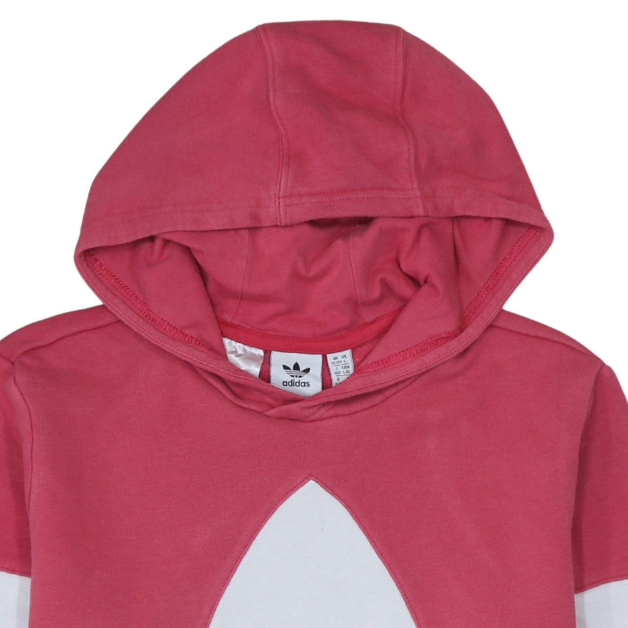 Adidas Girls Pink Colourblock Logo Pullover Hoodie Size 13-14 Years
