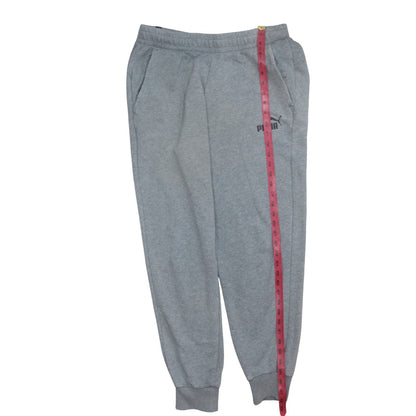 Close-up detail of Puma Men's Grey Jogger Sweatpants, size L, Regular Fit