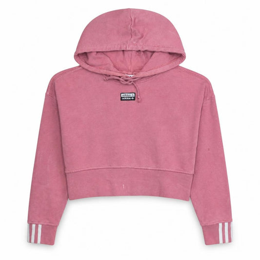 Adidas Womens Pink Hooded Cropped Pullover Sweatshirt Size 6