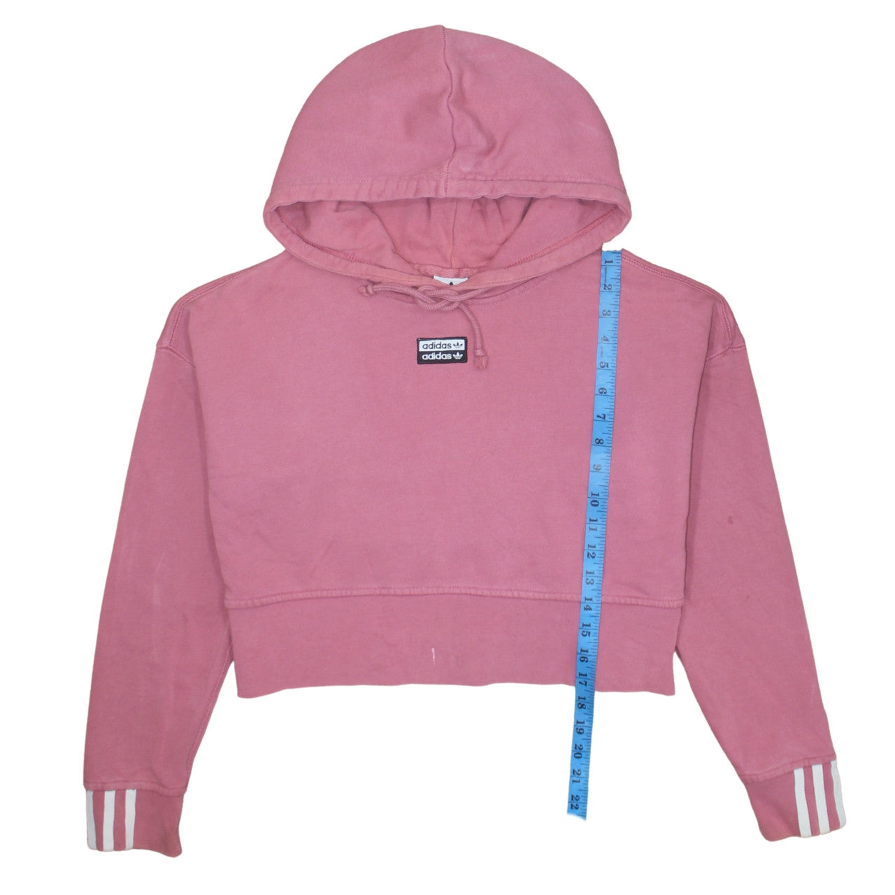 Adidas Womens Pink Hooded Cropped Pullover Sweatshirt Size 6