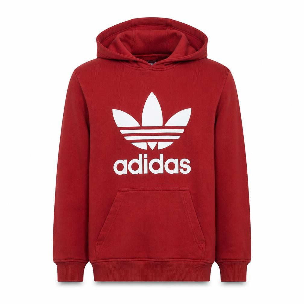 Adidas Men's Red Pullover Hoodie Small Logo Fleece Sweatshirt