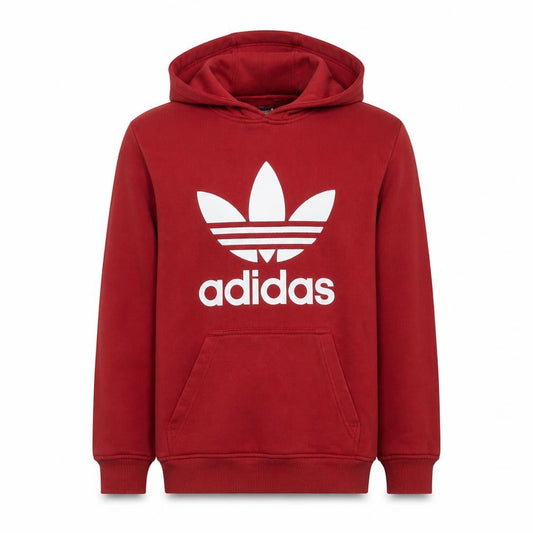 Adidas Men's Red Pullover Hoodie Small Logo Fleece Sweatshirt