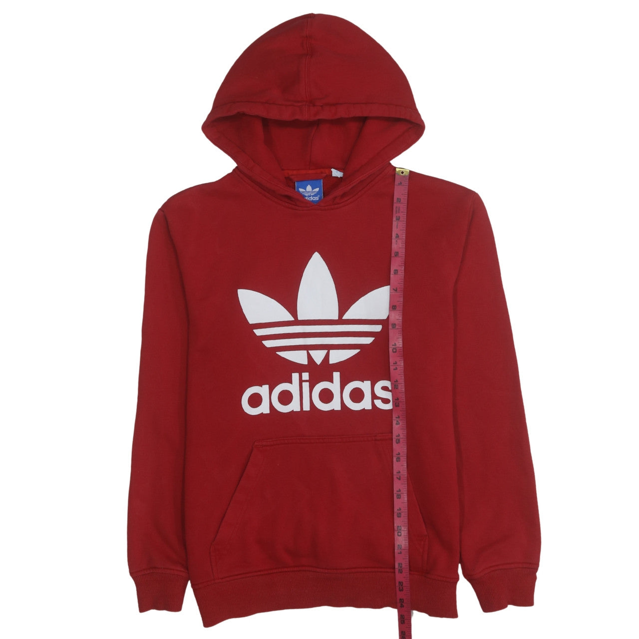 Adidas Men's Red Pullover Hoodie Small Logo Fleece Sweatshirt