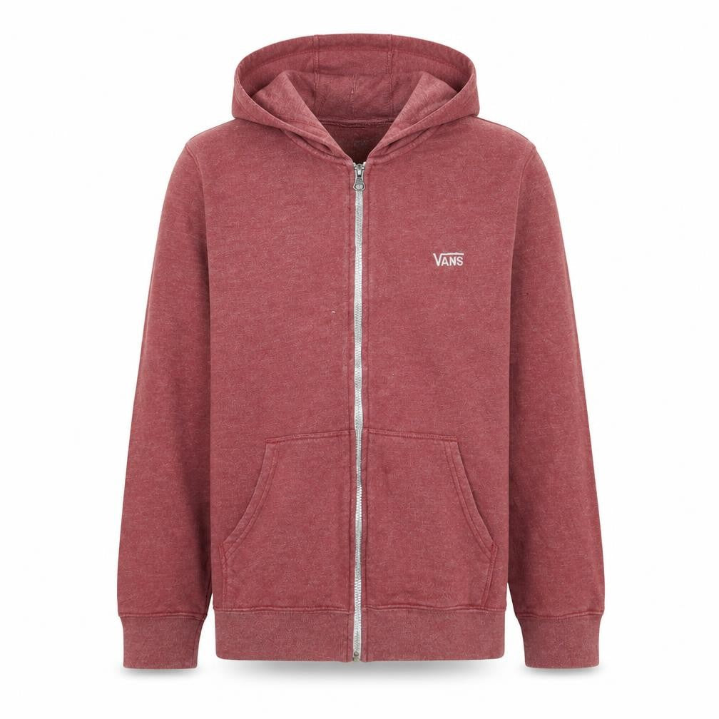 Vans Boys Red Full Zip Hoodie Medium Cotton Blend Casual Sweatshirt