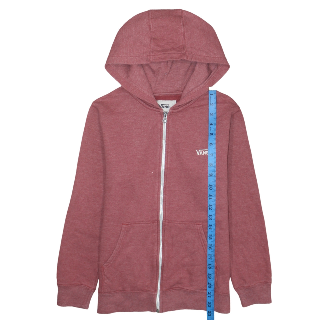 Vans Boys Red Full Zip Hoodie Medium Cotton Blend Casual Sweatshirt