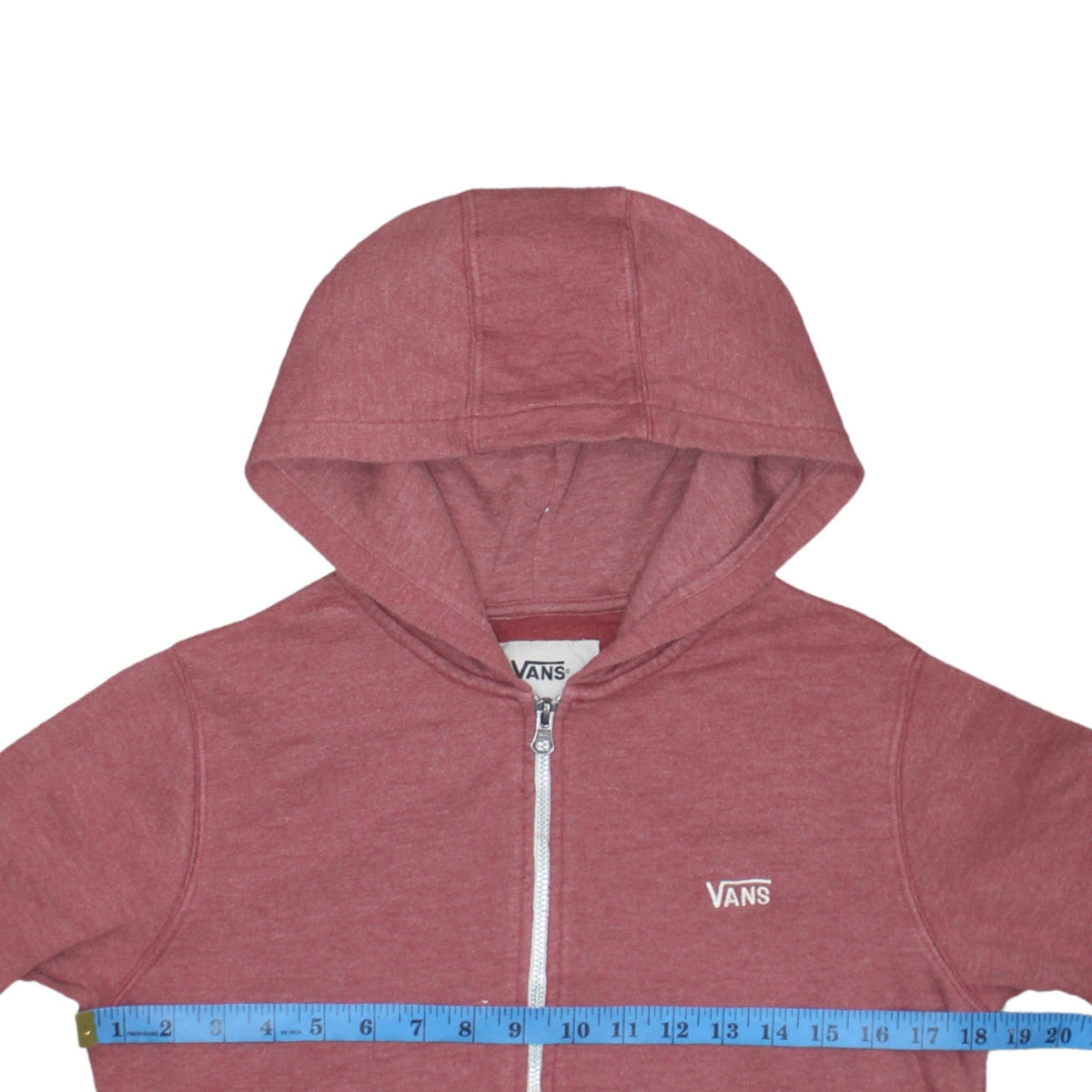 Vans Boys Red Full Zip Hoodie Medium Cotton Blend Casual Sweatshirt