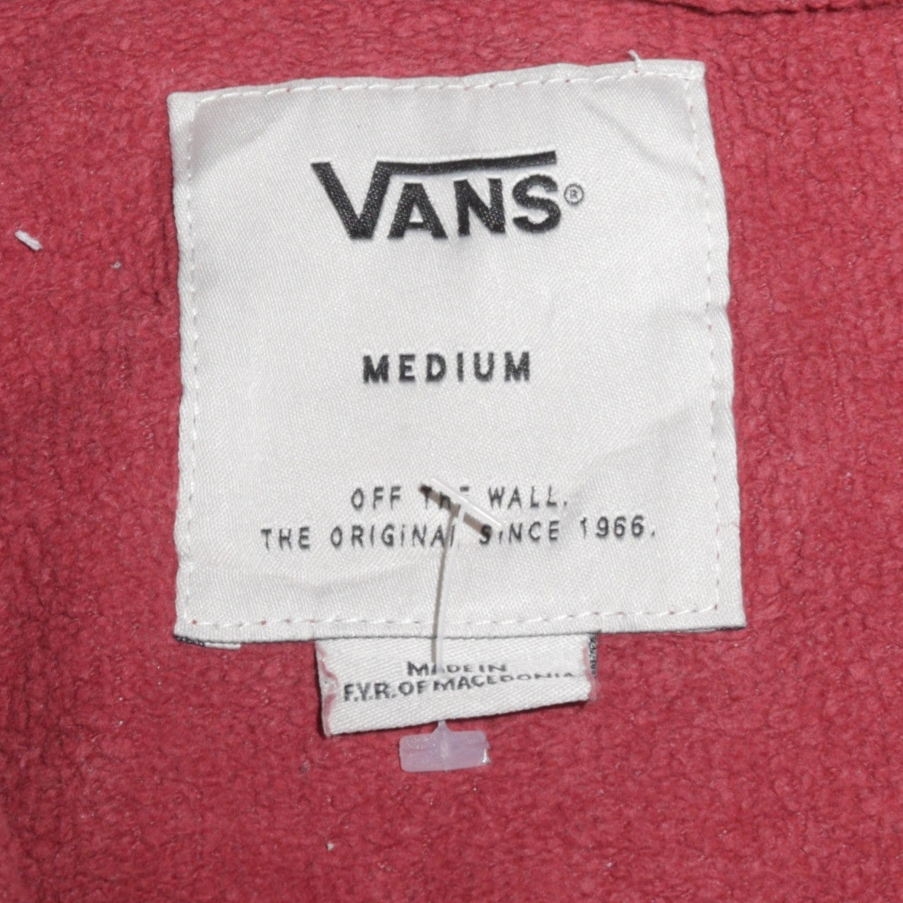 Vans Boys Red Full Zip Hoodie Medium Cotton Blend Casual Sweatshirt