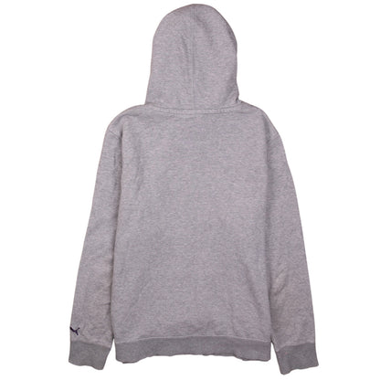 Back view of Puma Women Grey Hooded Pullover Sweatshirt UK 16 Embroidered Logo
