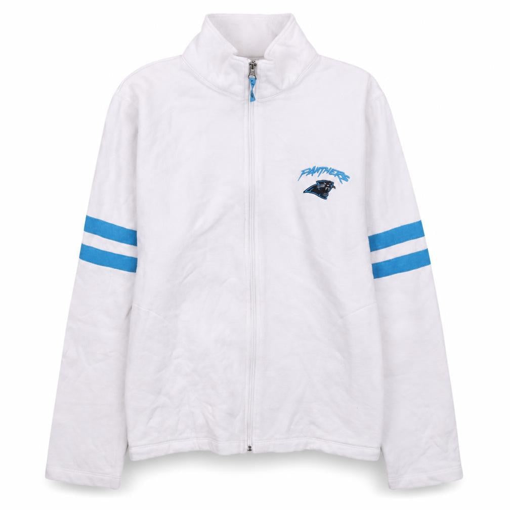 NFL Team Apparel Womens White Panthers Full Zip Sweatshirt Size L