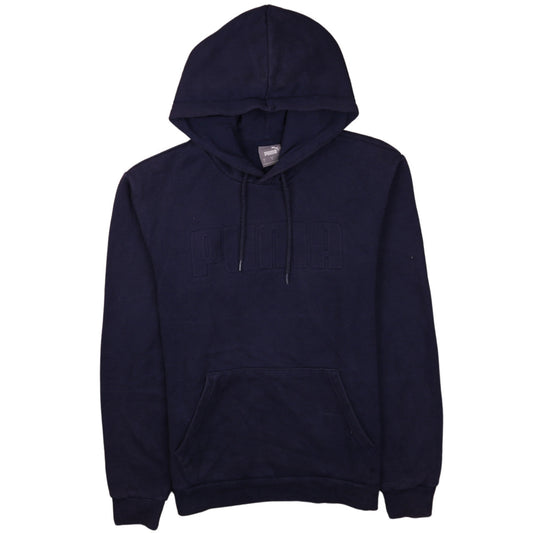 Puma Men's Blue Pullover Hoodie Small Logo Fleece Sweatshirt