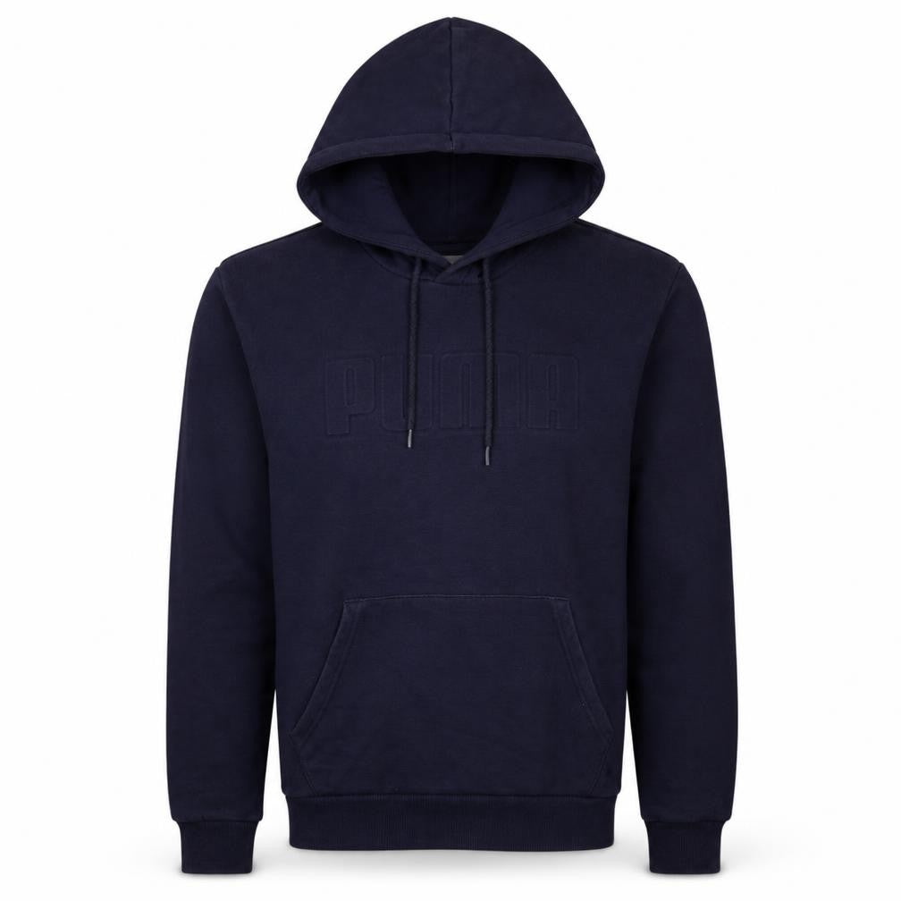 Puma Men's Blue Pullover Hoodie Small Logo Fleece Sweatshirt